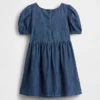 Robe en jean à manches bouffantes et nœud pour Bébé & Enfant