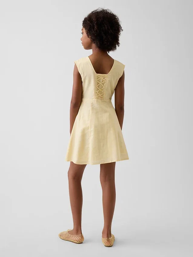 Robe enfant en lin et coton à encolure dégagée