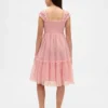 Robe enfant en maille à volants et manches courtes