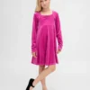 Robe enfant en velours à taille empire