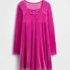 Robe enfant en velours à taille empire