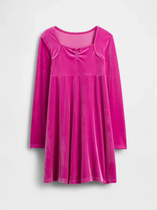 Robe enfant en velours à taille empire