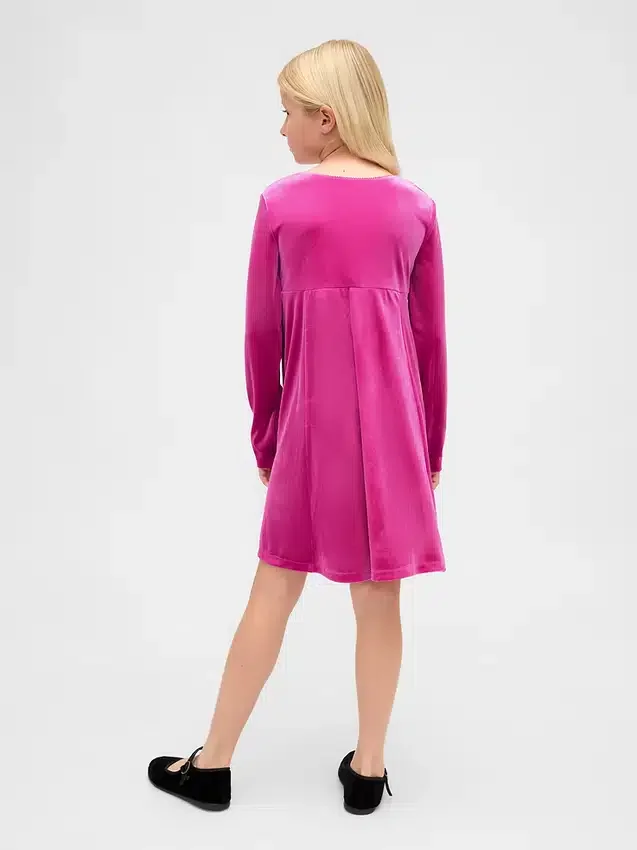 Robe enfant en velours à taille empire