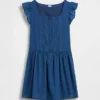 Robe enfant à manches flottantes et bordure en dentelle