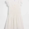 Robe enfant à manches flottantes et bordure en dentelle