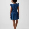 Robe enfant à manches flottantes et bordure en dentelle