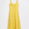 Robe longue à bretelles fines en mélange de lin brodé