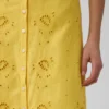 Robe longue à bretelles fines en mélange de lin brodé