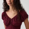 Robe longue à col en V et ourlet à volants