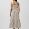 Robe longue à corsage smocké en popeline