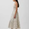 Robe longue à corsage smocké en popeline