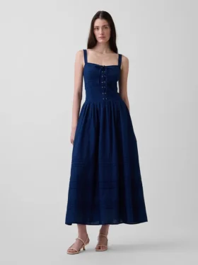 Robe longue corset à lacets