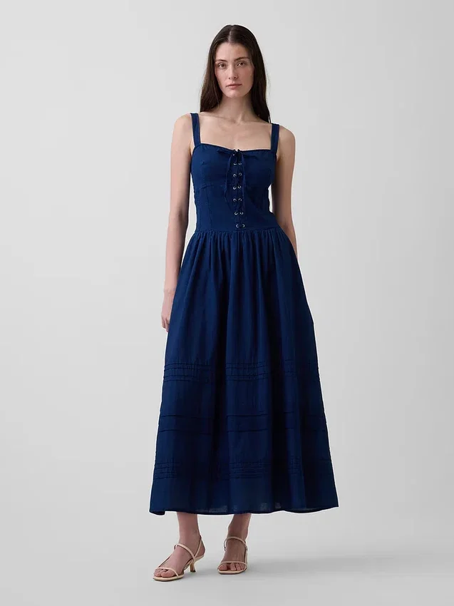 Robe longue corset à lacets