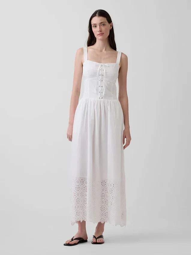 Robe longue corset à lacets