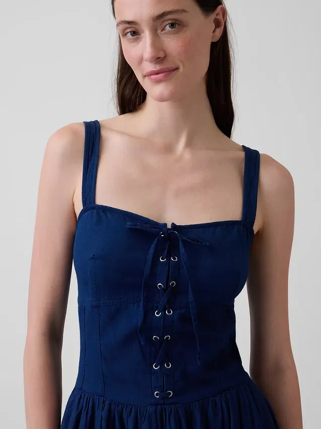 Robe longue corset à lacets