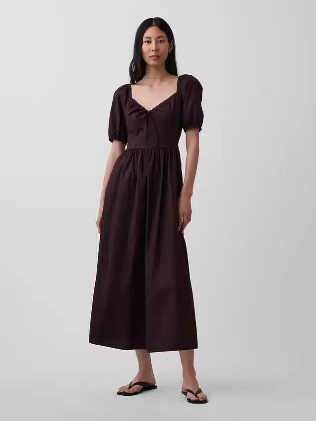 Robe longue corset à manches bouffantes