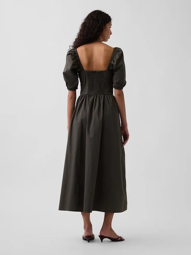 Robe longue corset à manches bouffantes