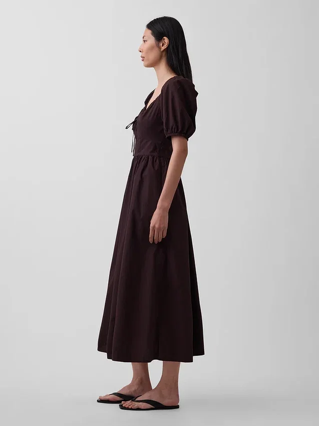 Robe longue corset à manches bouffantes