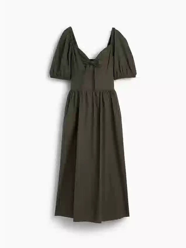 Robe longue corset à manches bouffantes