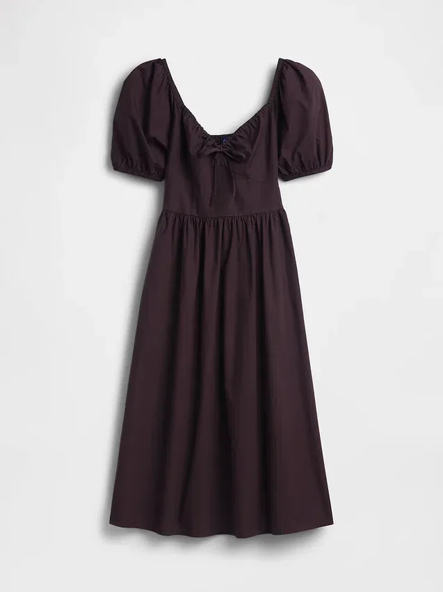 Robe longue corset à manches bouffantes
