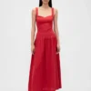 Robe longue corsetée à taille basse en mélange de lin
