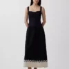 Robe longue corsetée à taille basse en mélange de lin