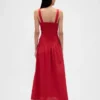 Robe longue corsetée à taille basse en mélange de lin