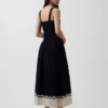 Robe longue corsetée à taille basse en mélange de lin