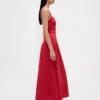 Robe longue corsetée à taille basse en mélange de lin