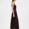 Robe longue corsetée à taille basse en mélange de lin
