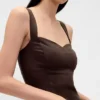 Robe longue corsetée à taille basse en mélange de lin