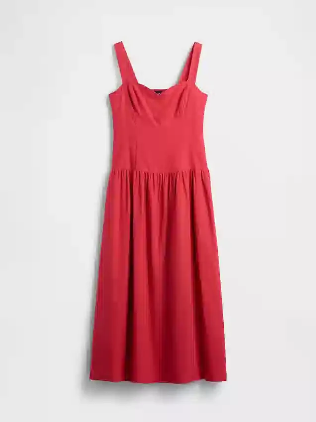 Robe longue corsetée à taille basse en mélange de lin