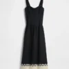 Robe longue corsetée à taille basse en mélange de lin