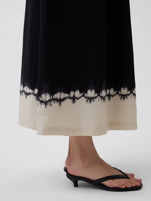 Robe longue corsetée à taille basse en mélange de lin