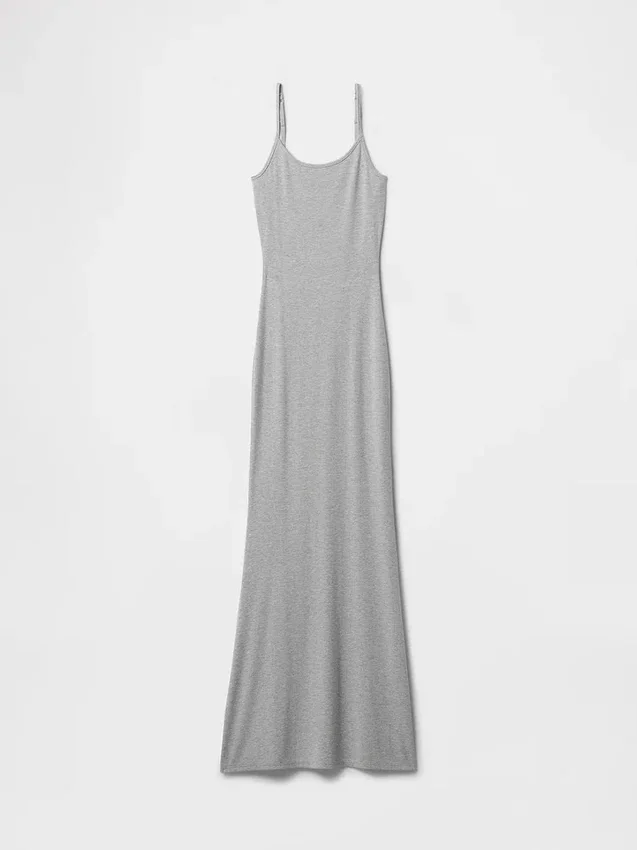 Robe longue de pyjama à fines côtes