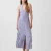 Robe longue dos nu en mélange de lin