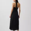 Robe longue dos nu en mélange de lin