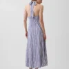 Robe longue dos nu en mélange de lin