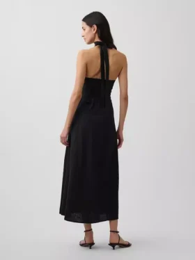 Robe longue dos nu en mélange de lin
