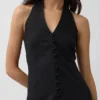 Robe longue dos nu en mélange de lin