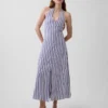 Robe longue dos nu en mélange de lin
