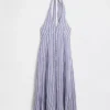 Robe longue dos nu en mélange de lin
