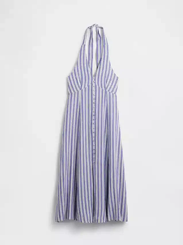 Robe longue dos nu en mélange de lin
