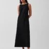 Robe longue droite en mélange de lin