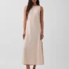 Robe longue droite en mélange de lin
