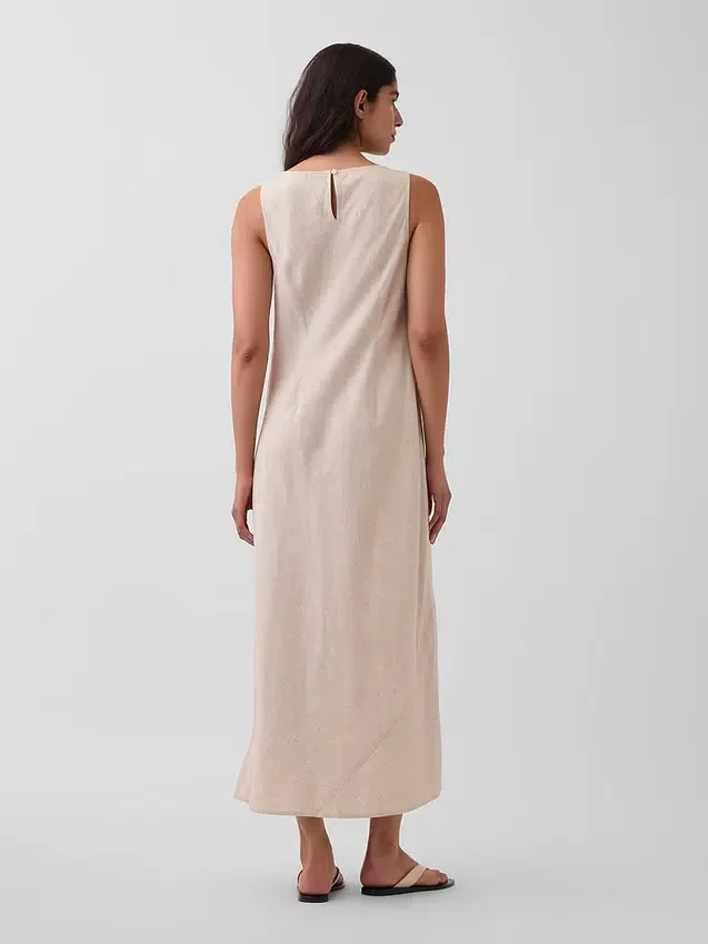 Robe longue droite en mélange de lin