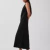 Robe longue droite en mélange de lin