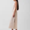 Robe longue droite en mélange de lin