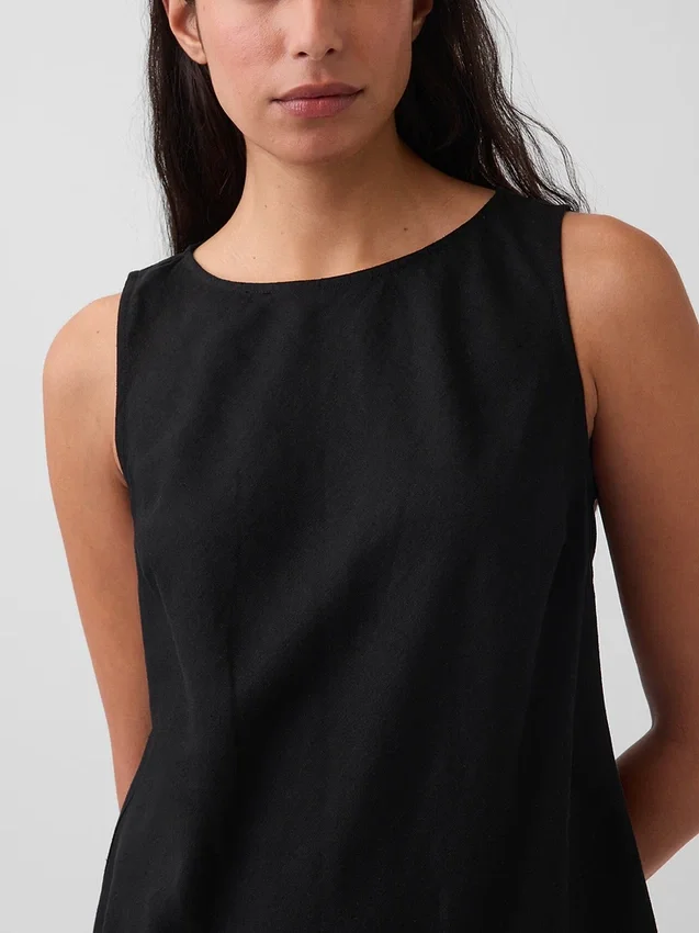 Robe longue droite en mélange de lin