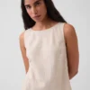 Robe longue droite en mélange de lin